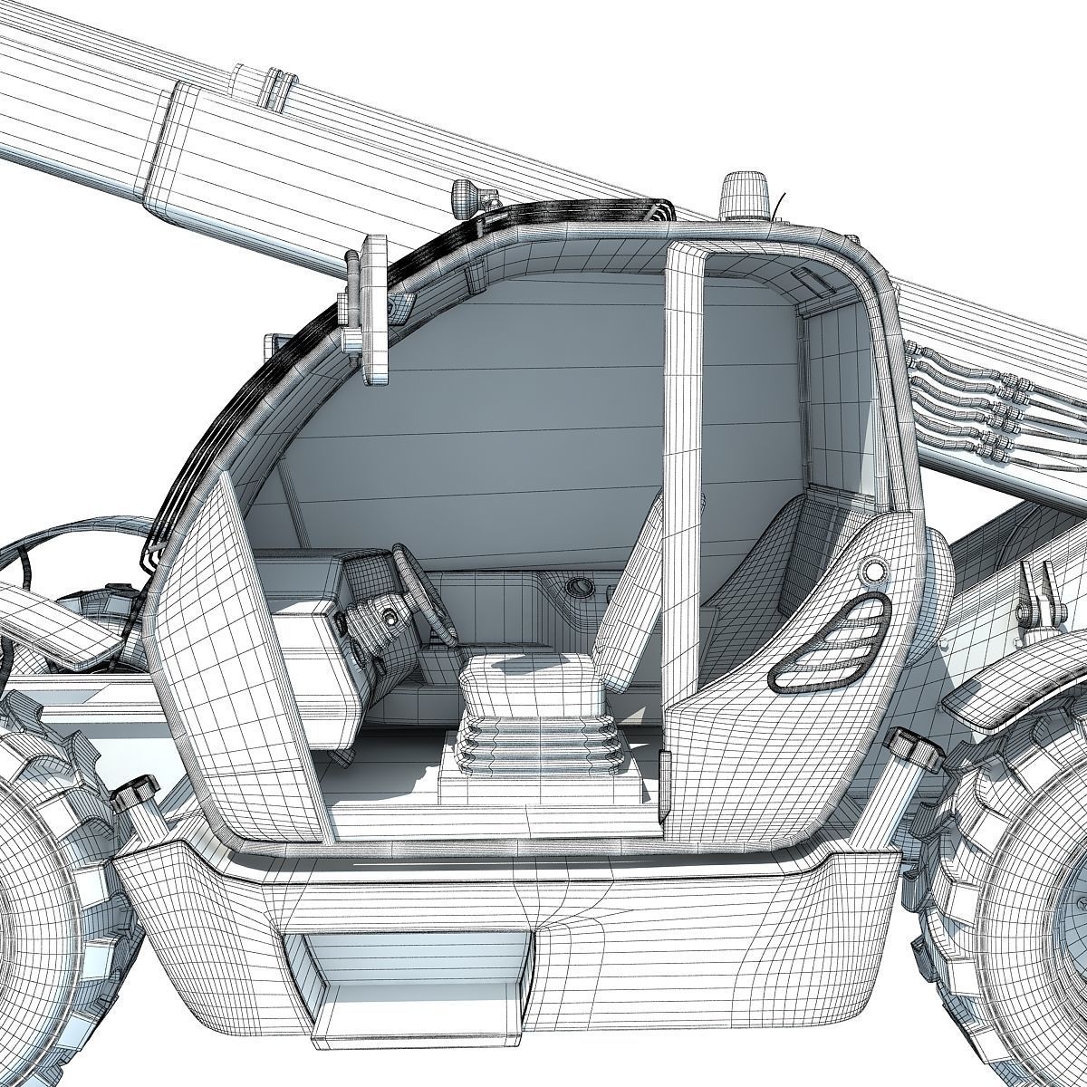 Yellow Case Telescopic Handler 3D model_19