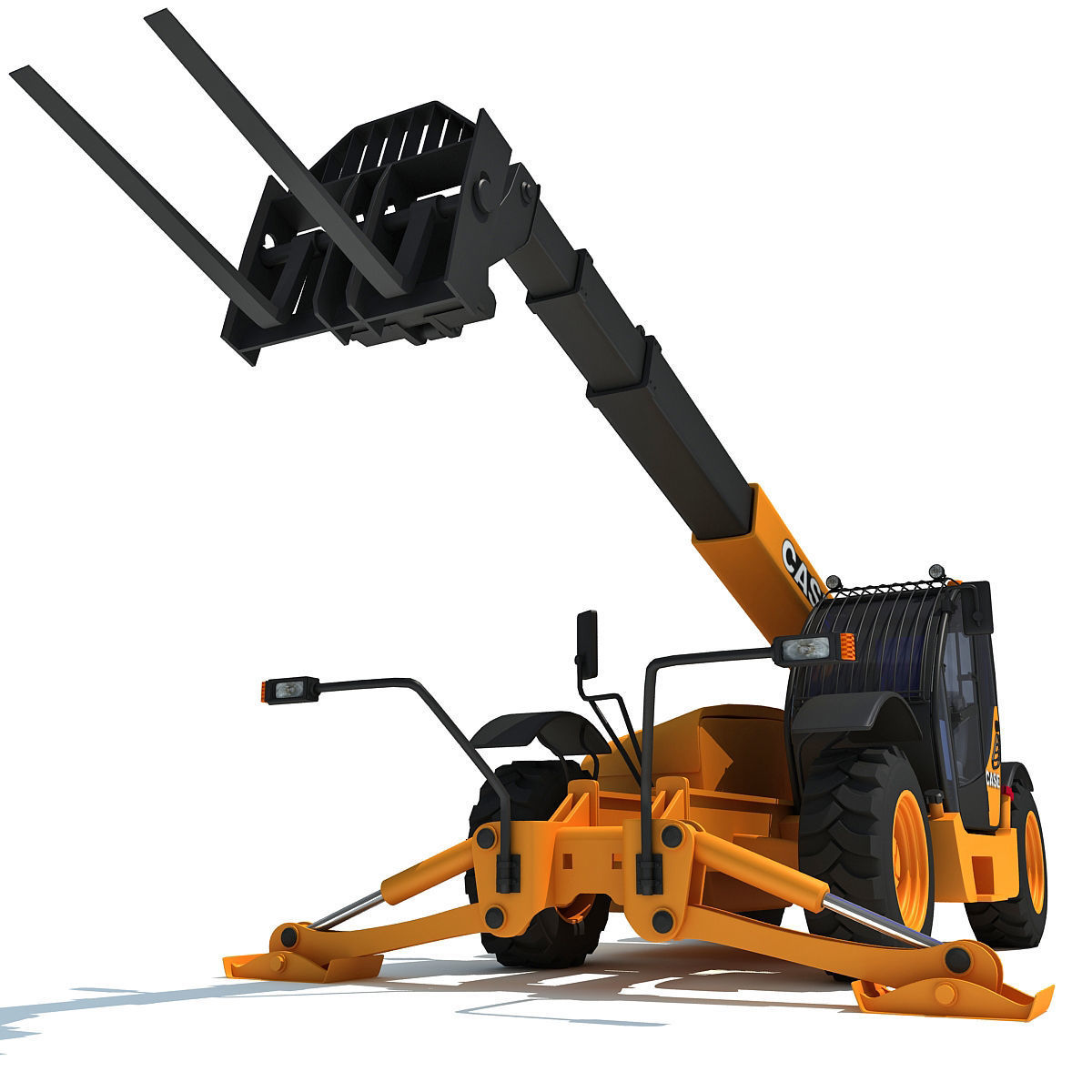 Yellow Case Telescopic Handler 3D model_9