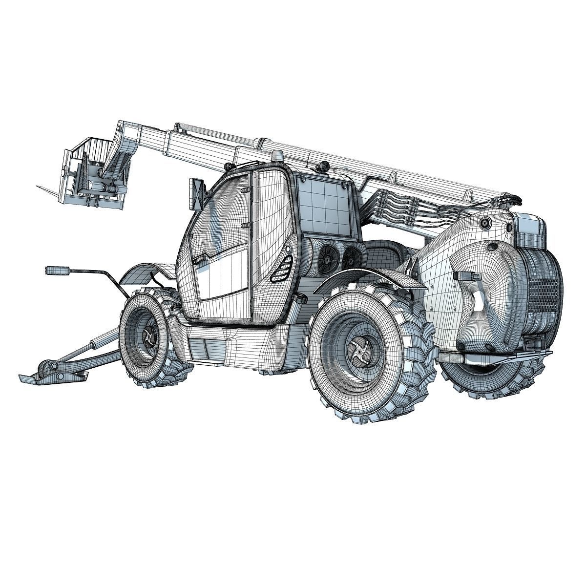 Yellow Case Telescopic Handler 3D model_16