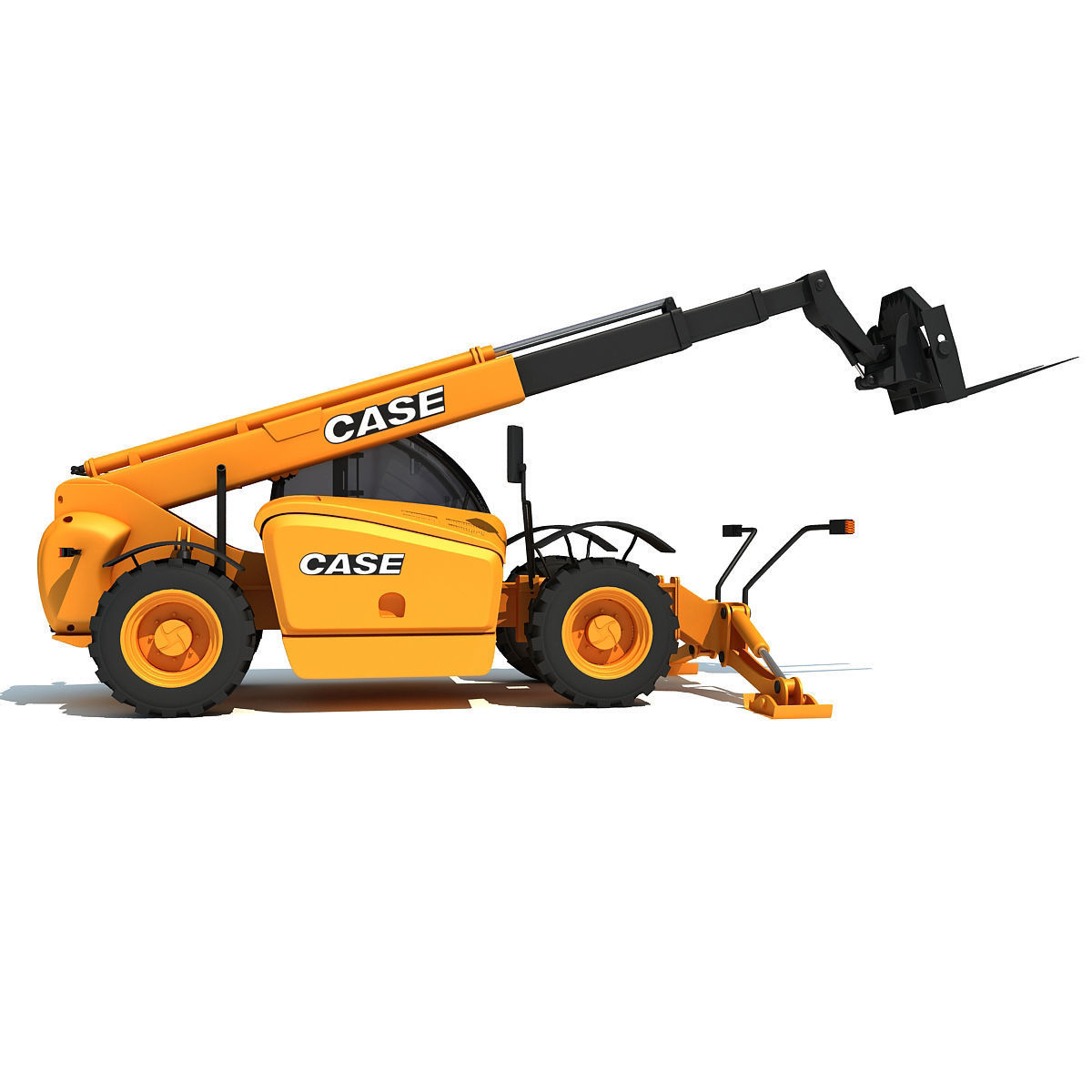 Yellow Case Telescopic Handler 3D model_1