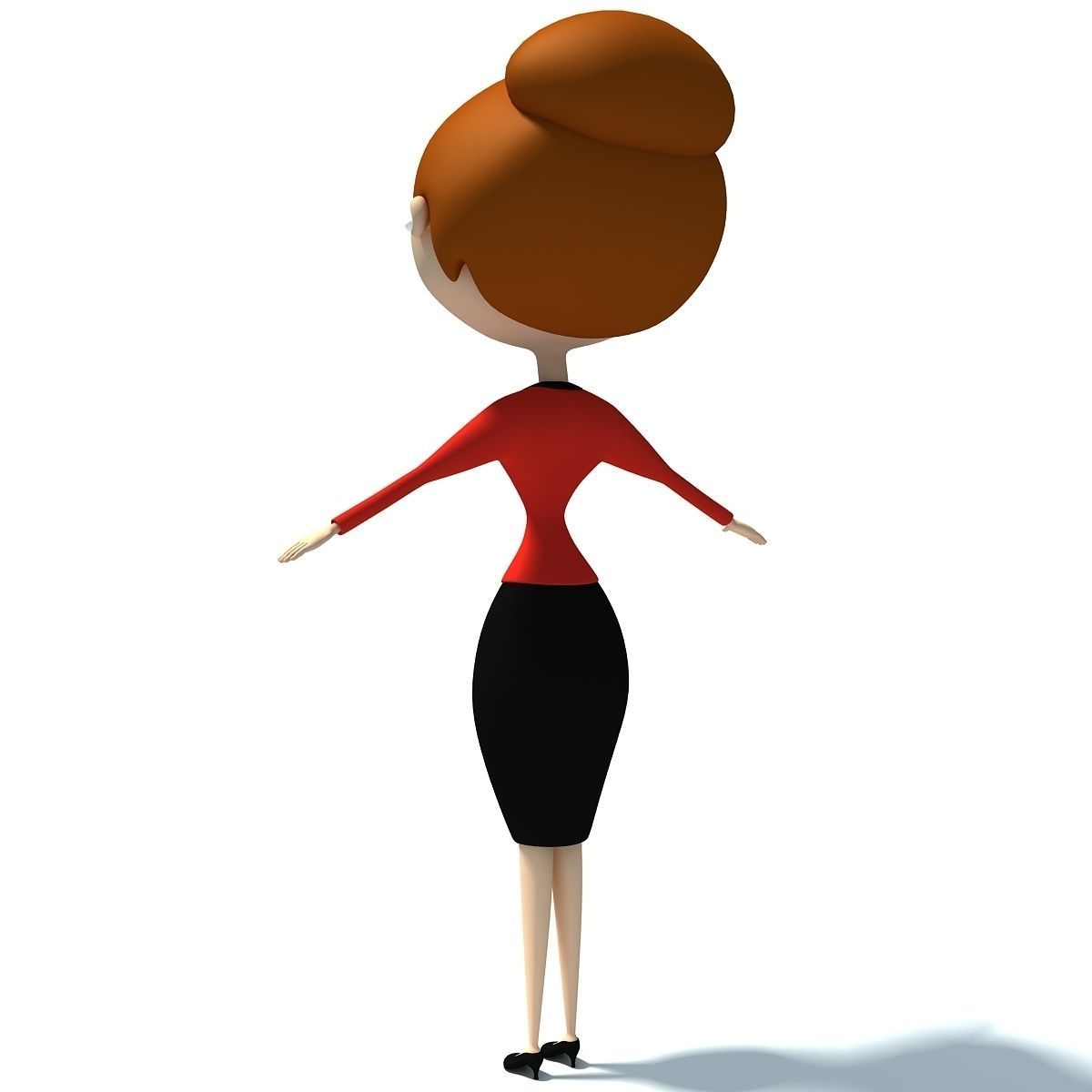 Office Cartoon Woman Redhead 3D model_3