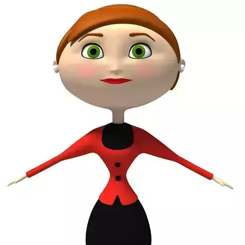 Office Cartoon Woman Redhead 3D model