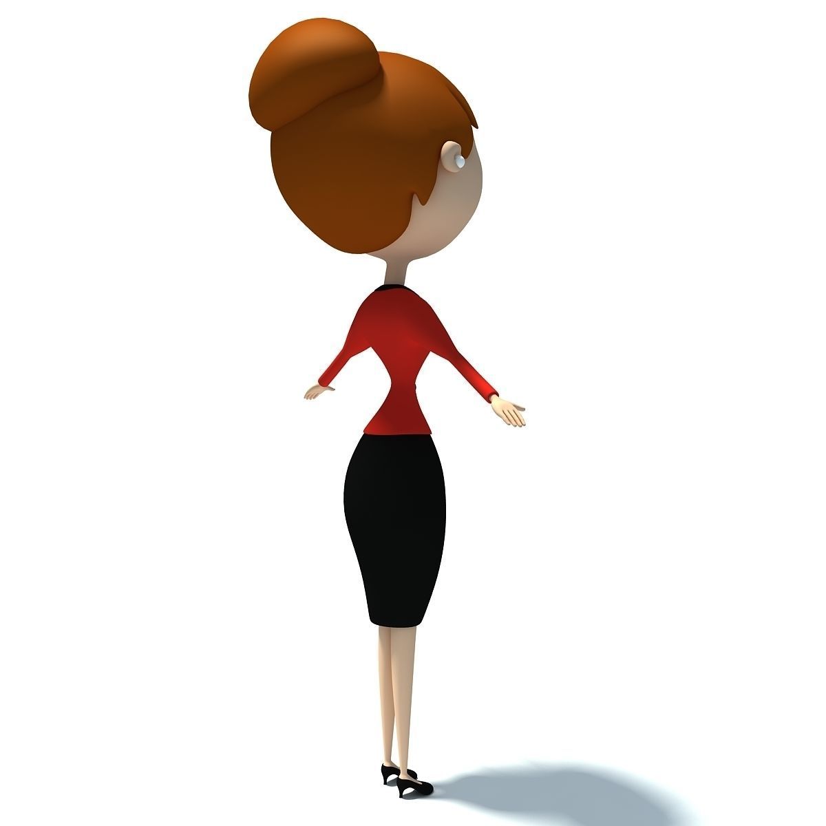 Office Cartoon Woman Redhead 3D model_7