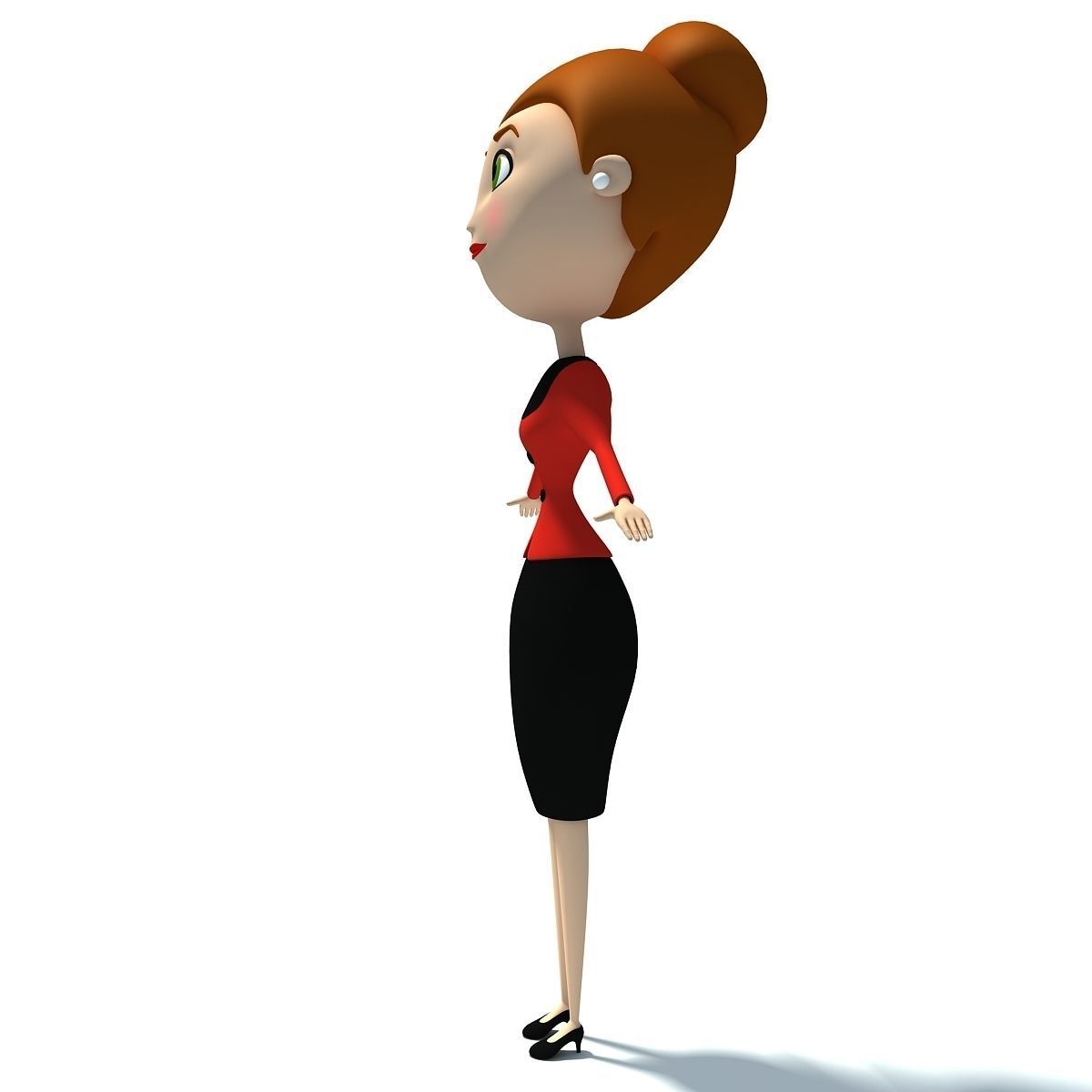 Office Cartoon Woman Redhead 3D model_5