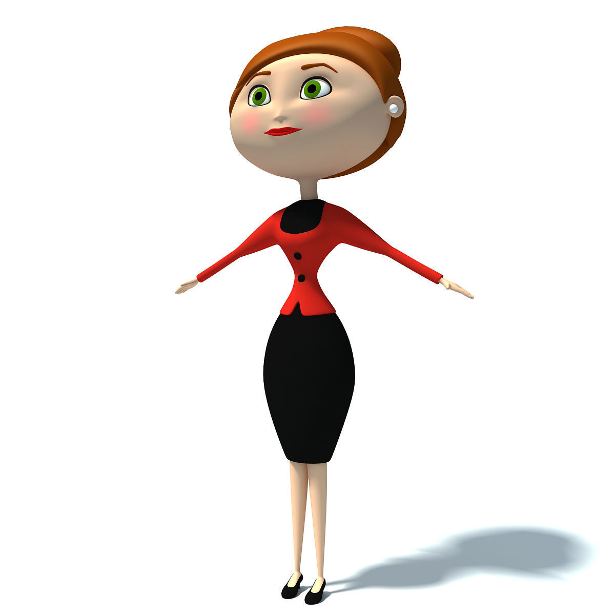 Office Cartoon Woman Redhead 3D model_1