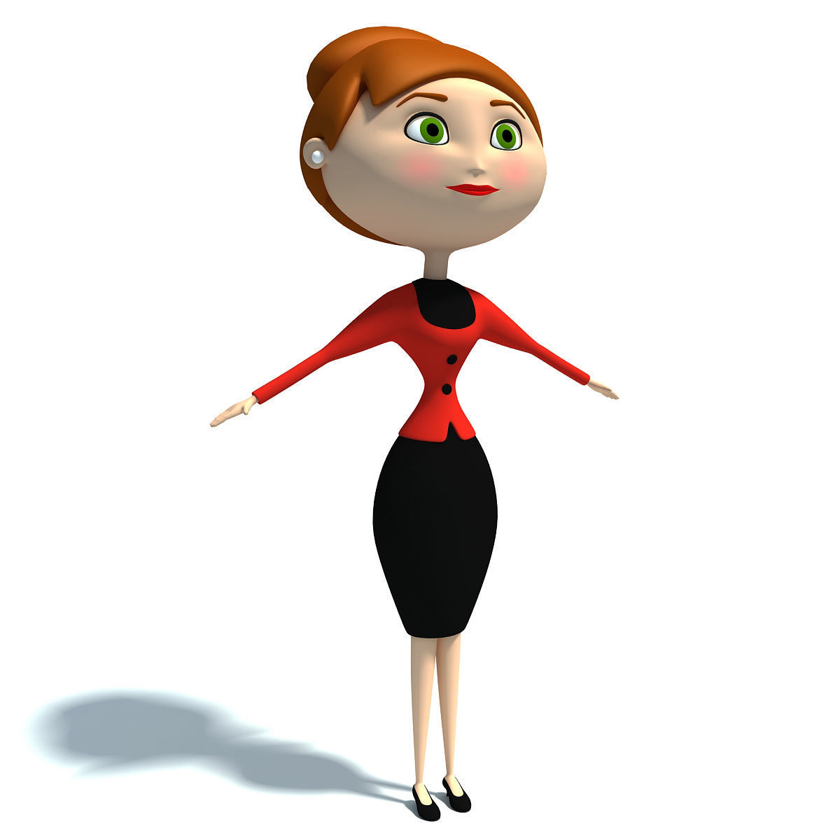 Office Cartoon Woman Redhead 3D model_4