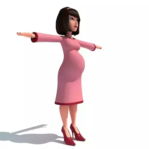 Cartoon Character of Pregnant Woman 3D model