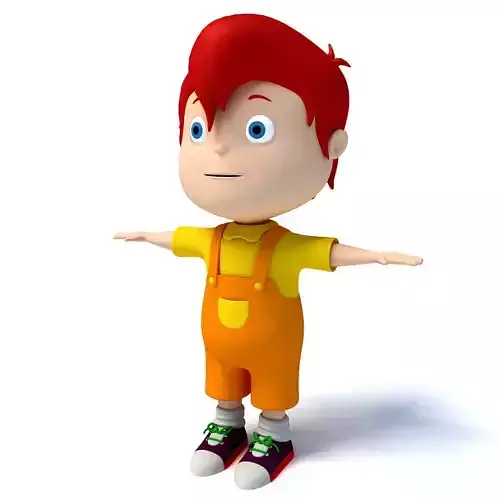 Redhaired Child Cartoon Character 3D model