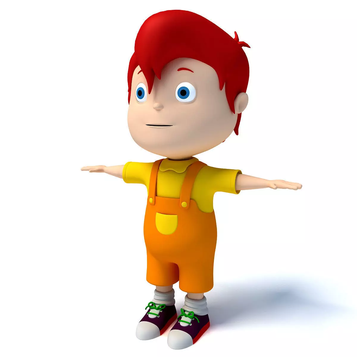 Redhaired Child Cartoon Character 3D model_0
