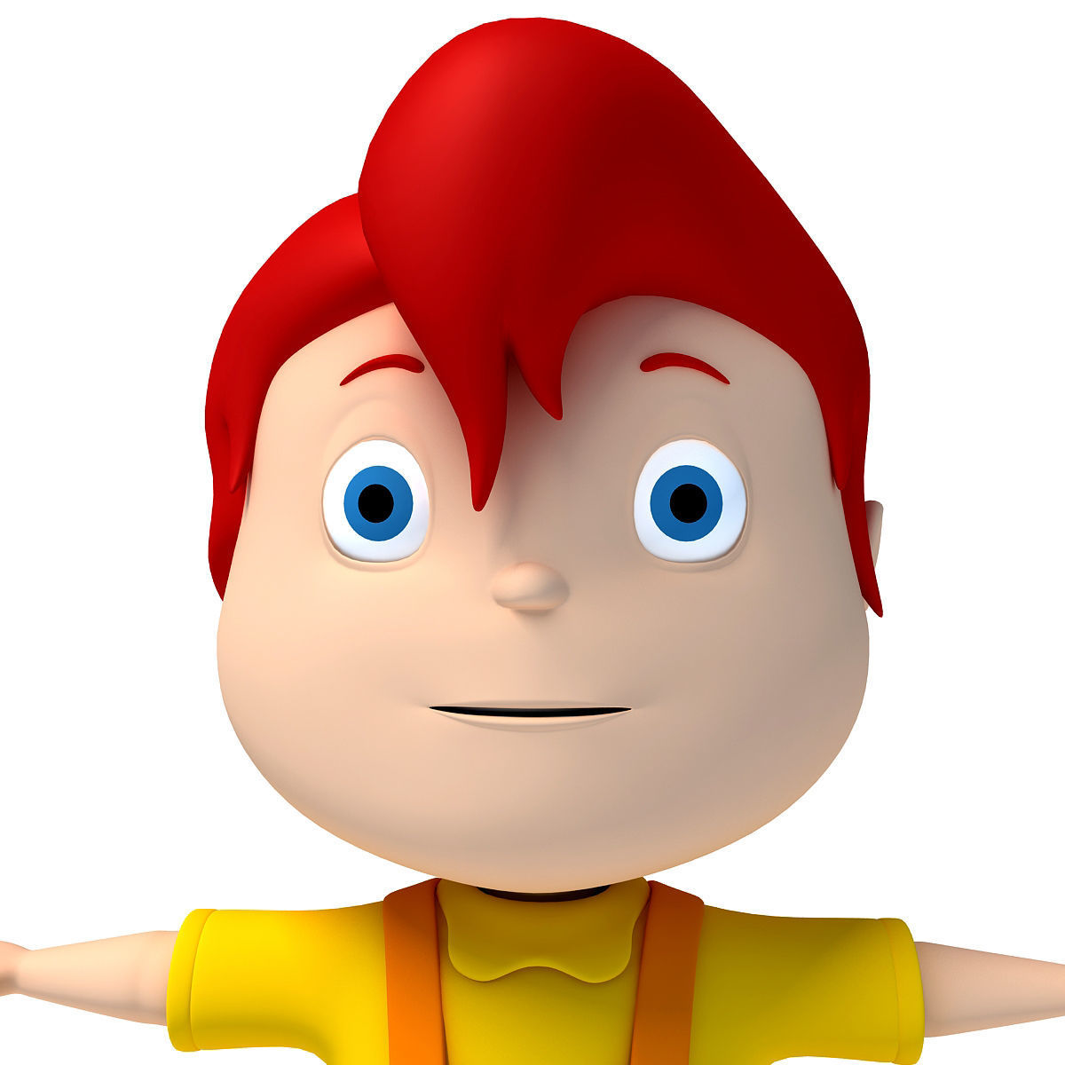 Redhaired Child Cartoon Character 3D model_4