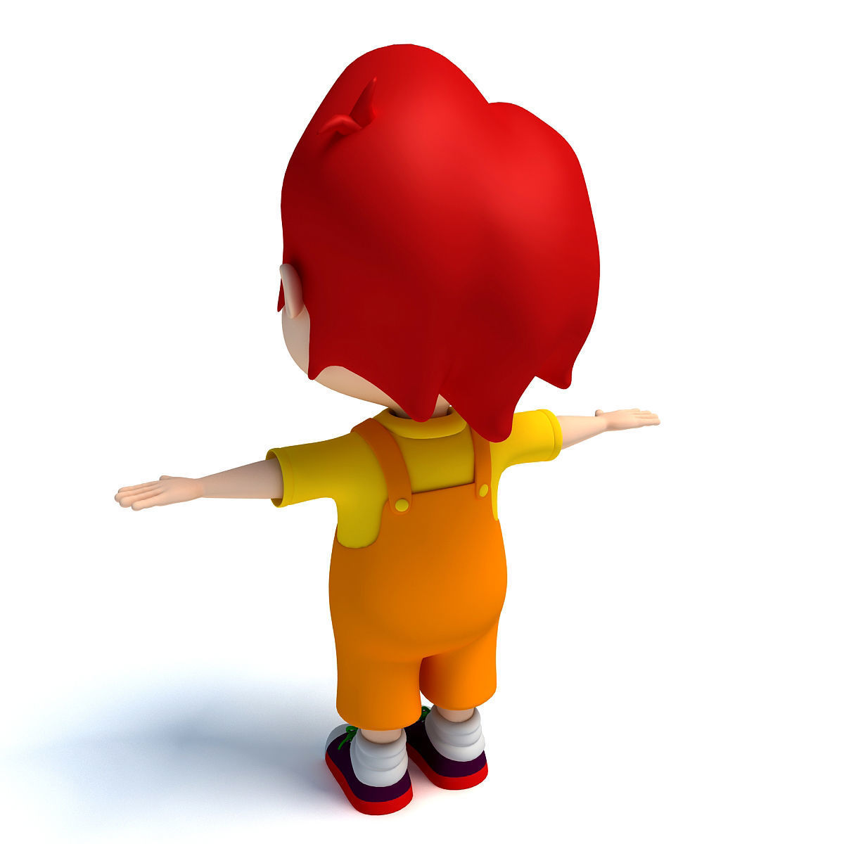 Redhaired Child Cartoon Character 3D model_2