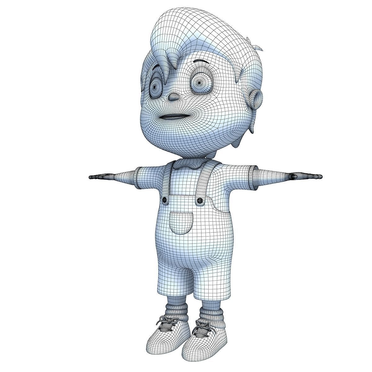 Redhaired Child Cartoon Character 3D model_9