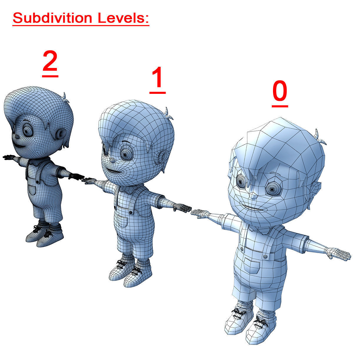 Redhaired Child Cartoon Character 3D model_8