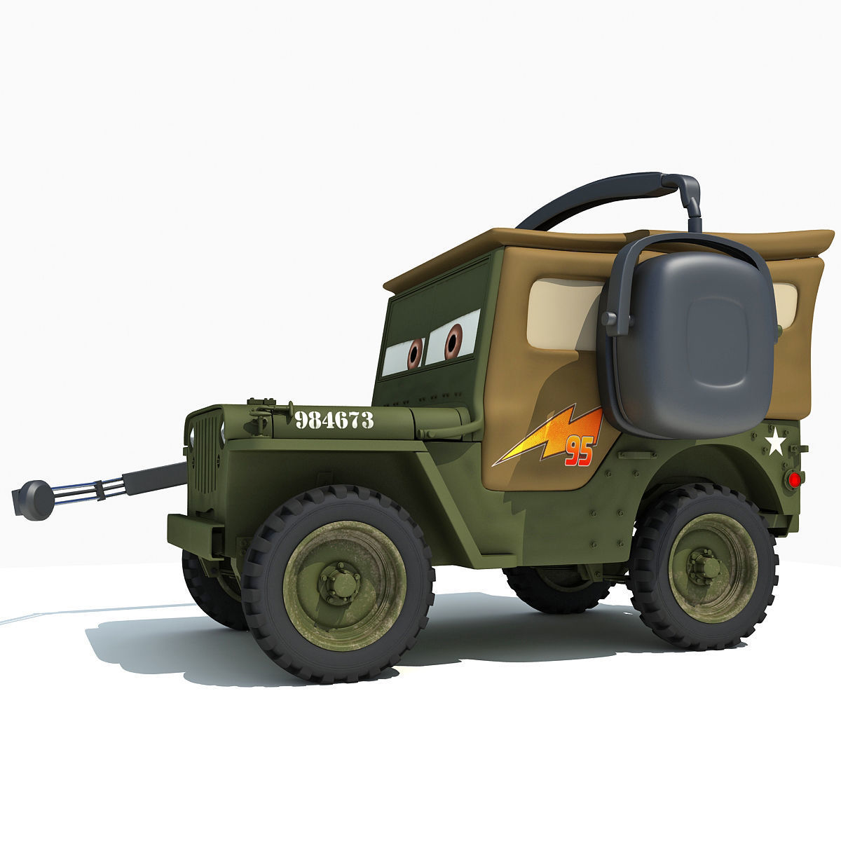 Sarge Character form Movie Cars 3D model_1