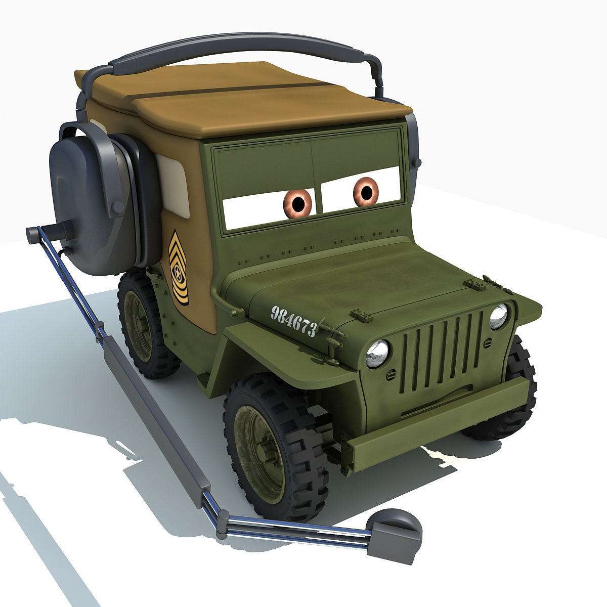 Sarge Character form Movie Cars 3D model_6