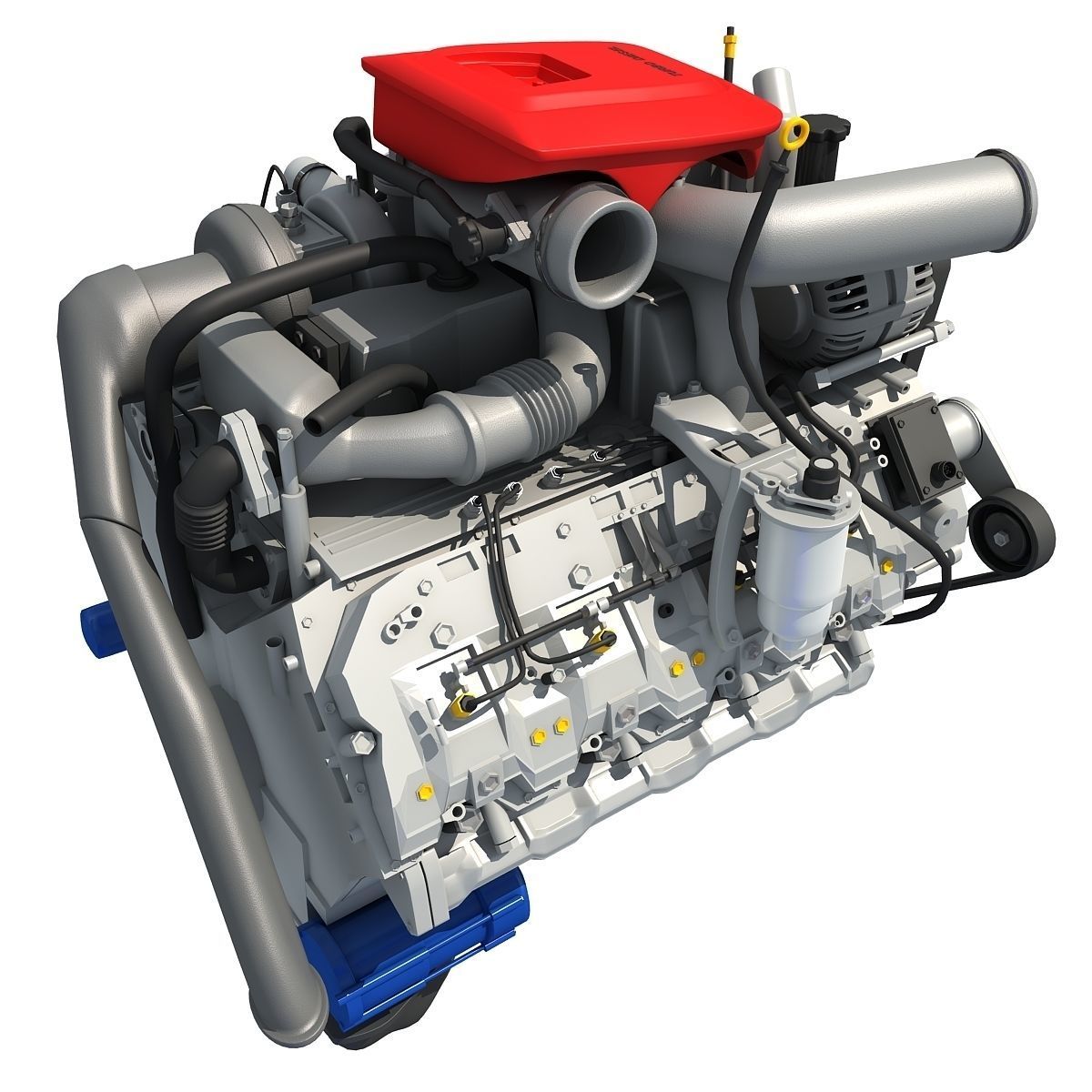 Red Car Engine 3D model_5