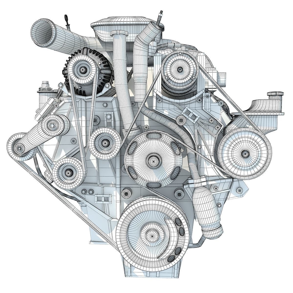 Red Car Engine 3D model_15