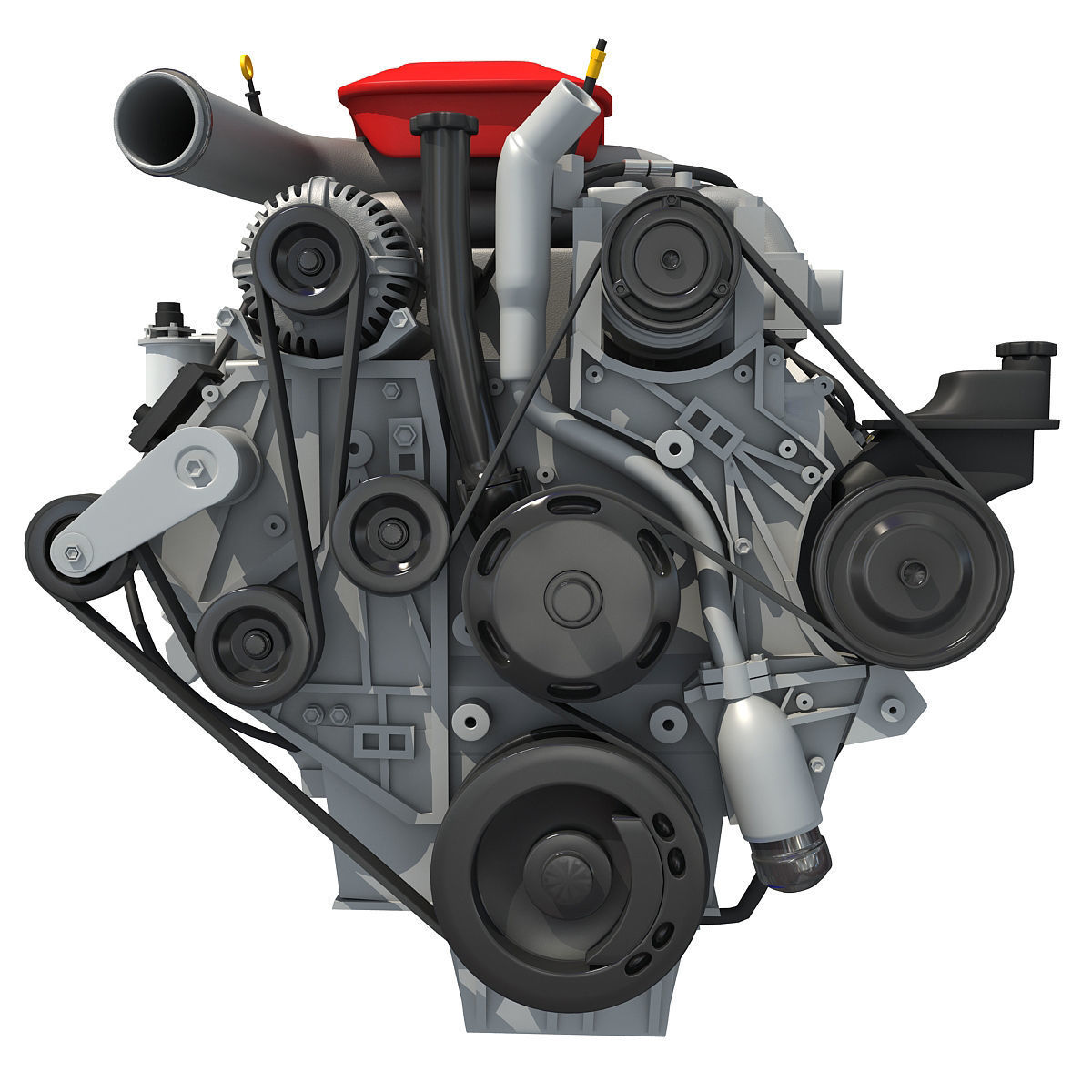 Red Car Engine 3D model_6