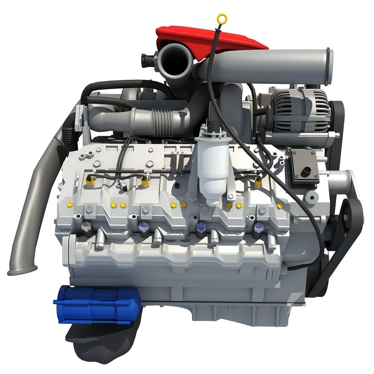 Red Car Engine 3D model_8