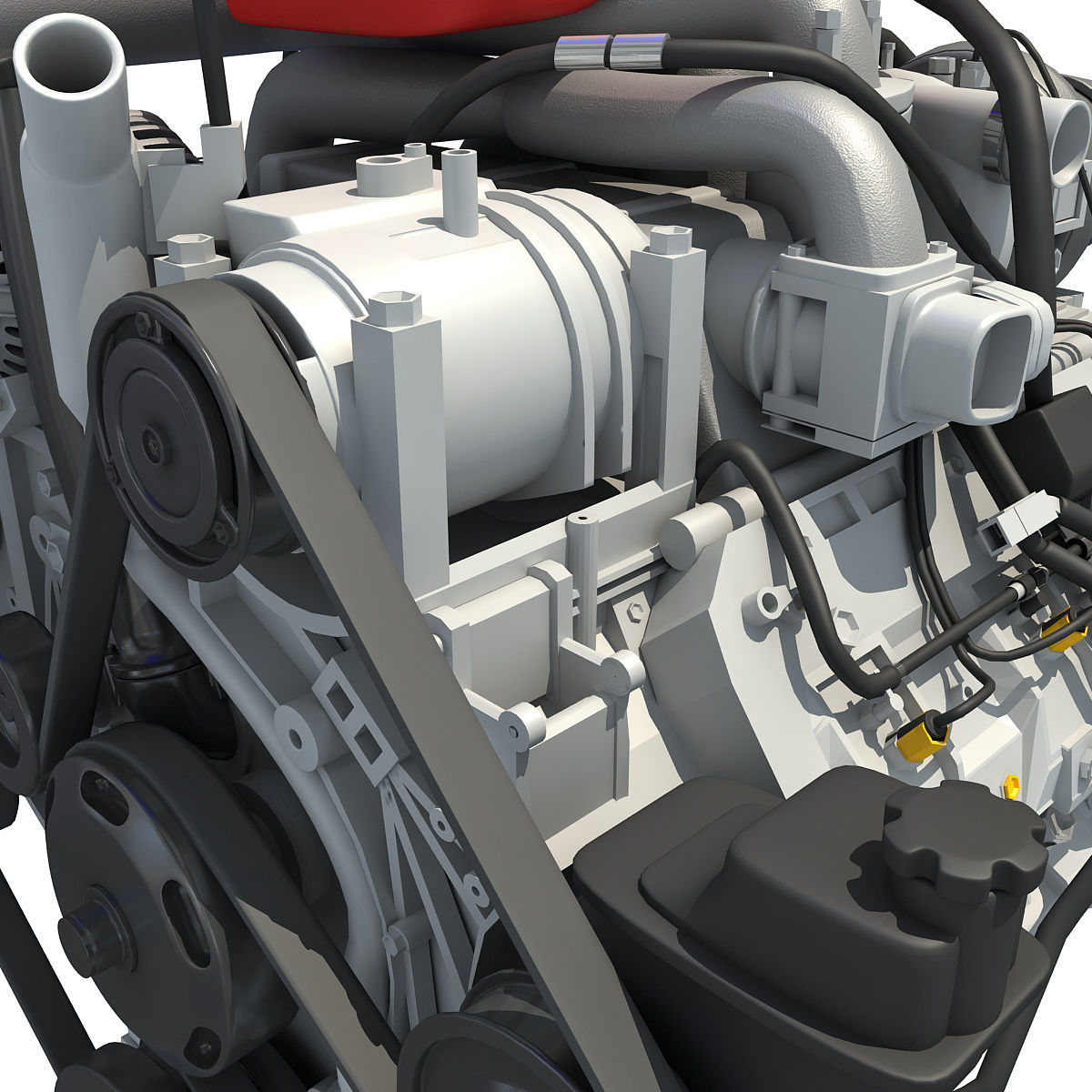 Red Car Engine 3D model_12