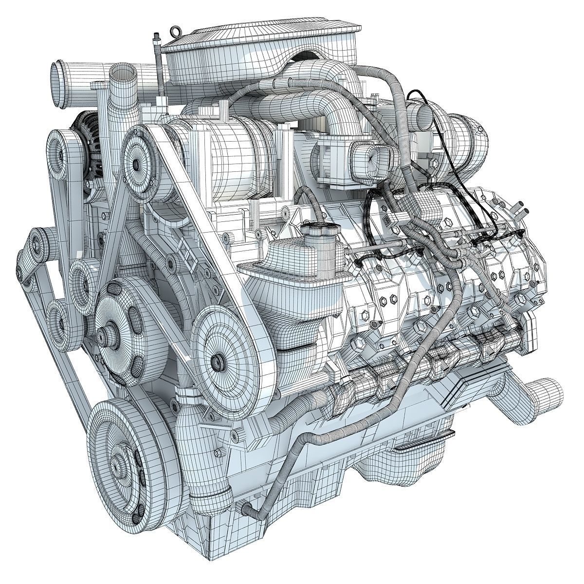 Red Car Engine 3D model_13