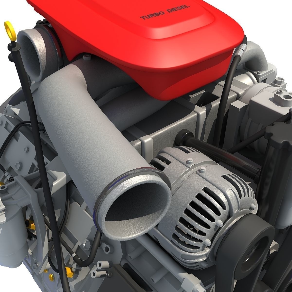 Red Car Engine 3D model_11