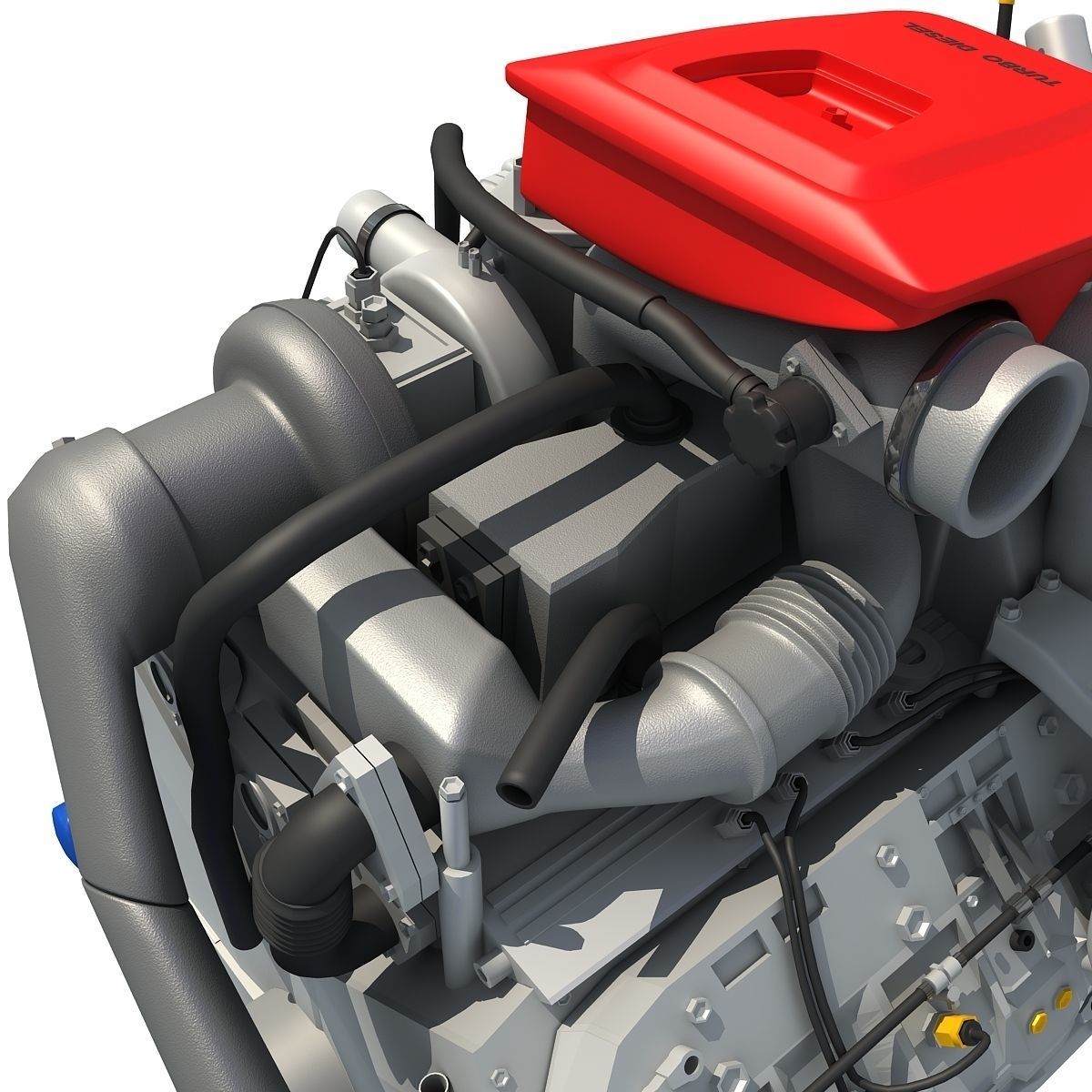 Red Car Engine 3D model_3
