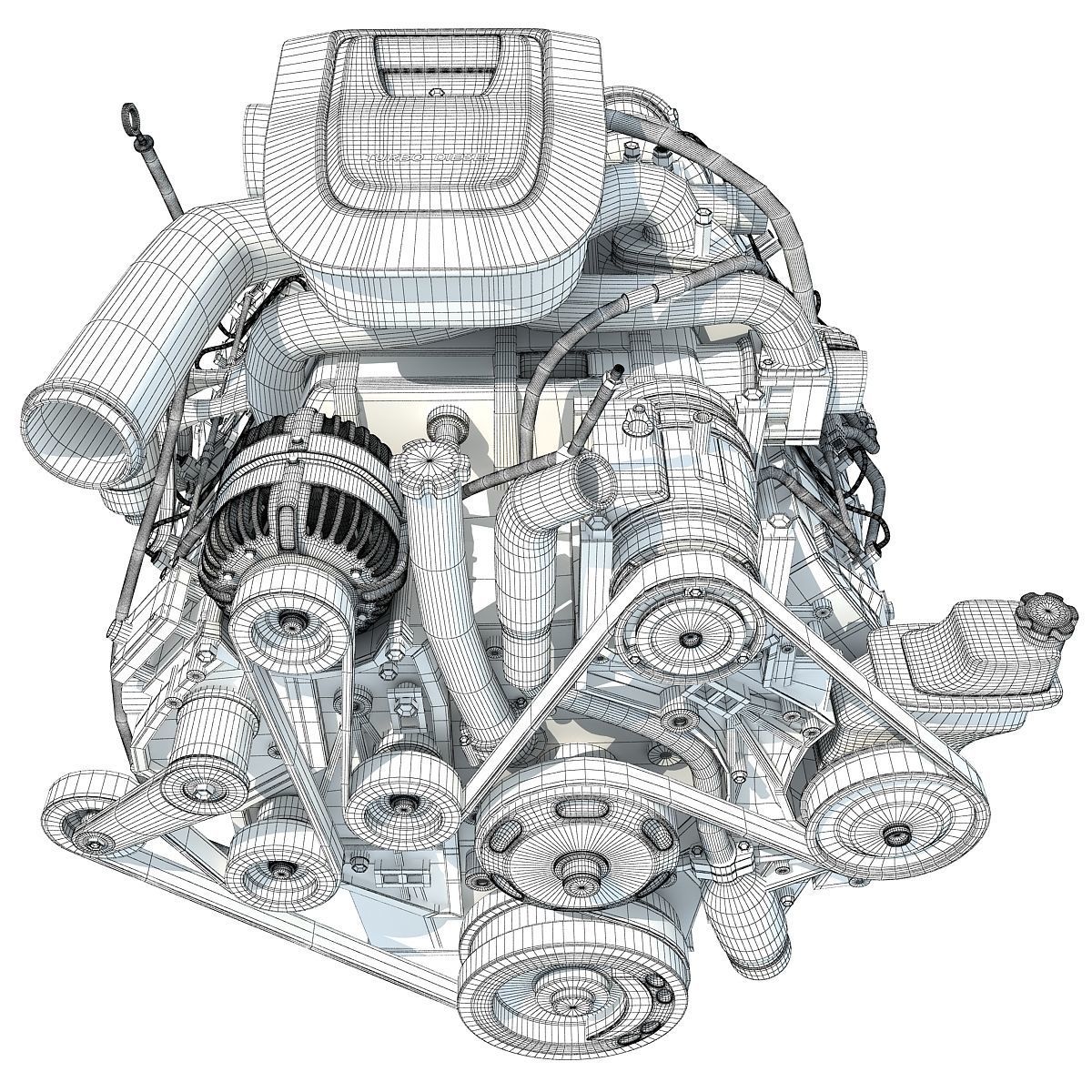 Red Car Engine 3D model_17