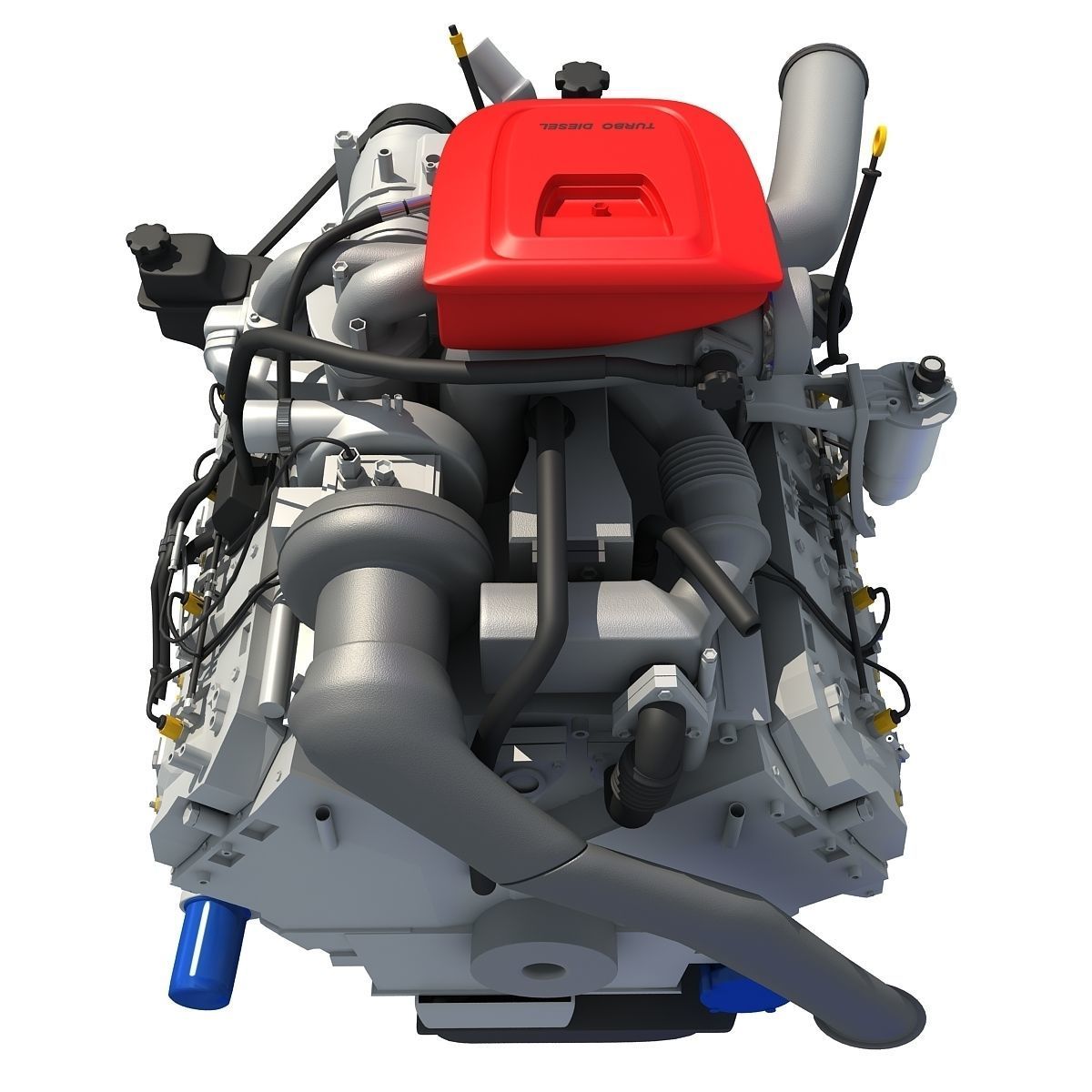 Red Car Engine 3D model_10