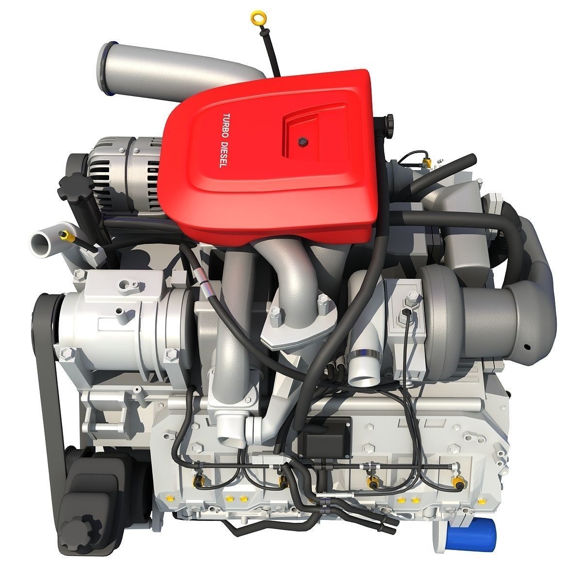 Red Car Engine 3D model_7