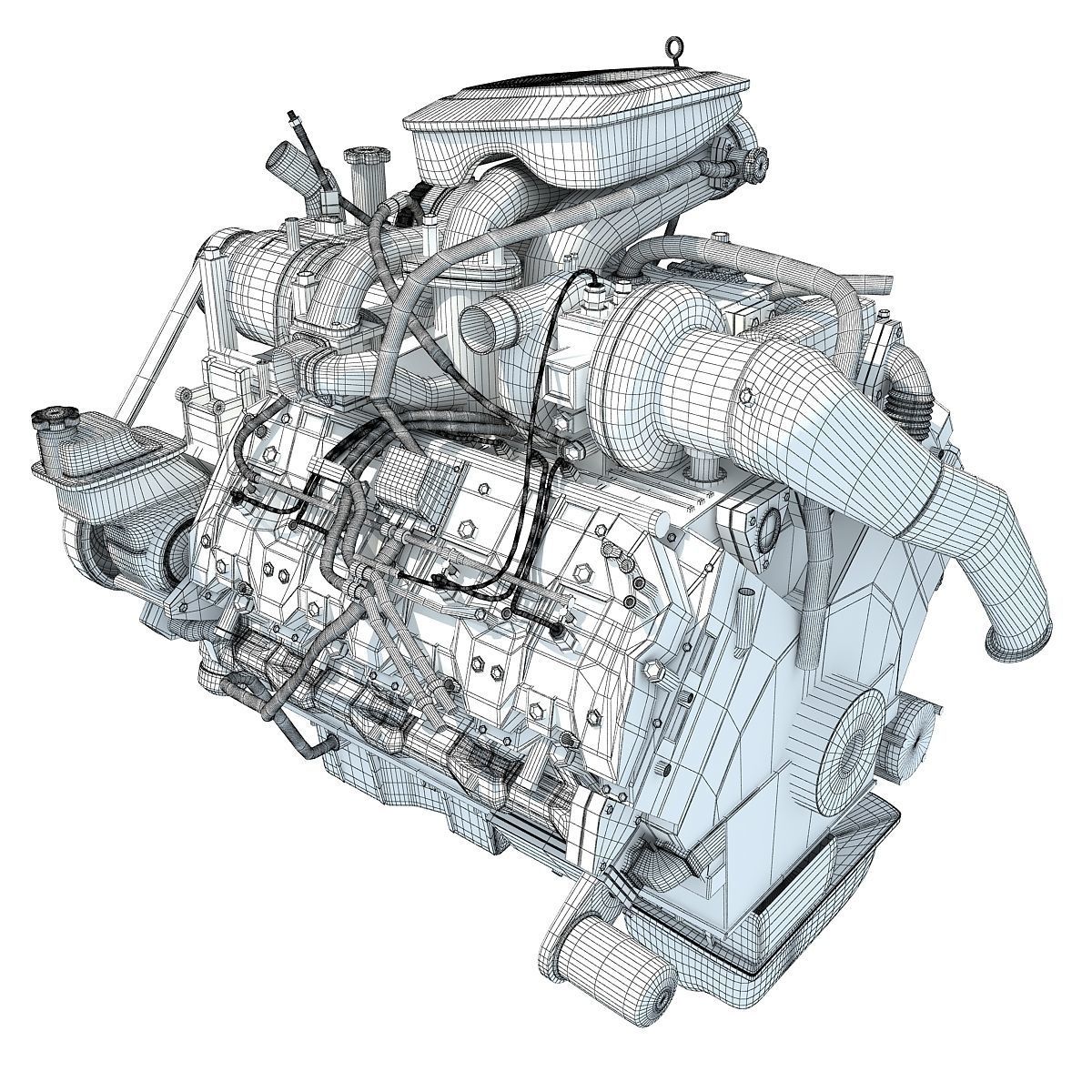 Red Car Engine 3D model_16