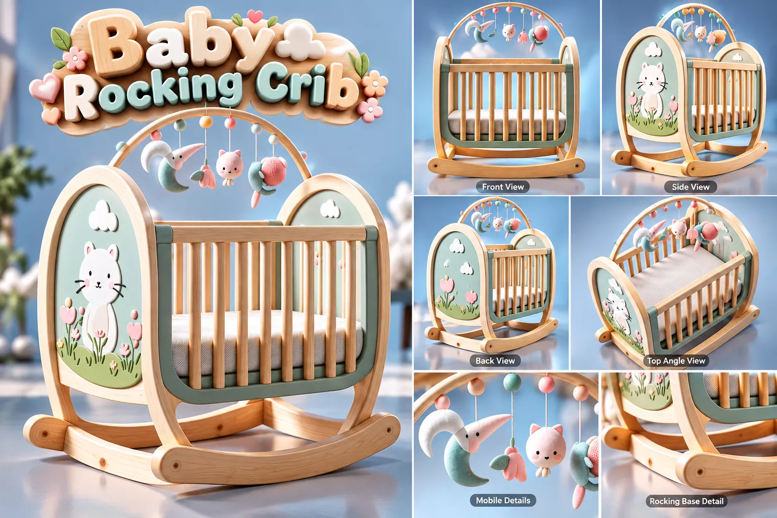 Baby Rocking Crib Decorative 3D print model