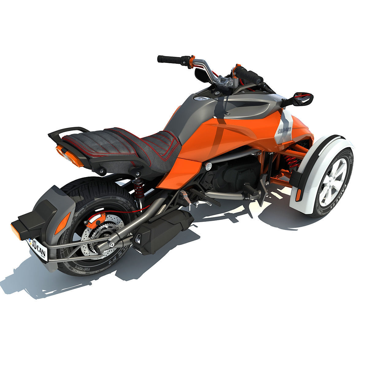 Orange Chopper Can-Am Spyder 3D model_2