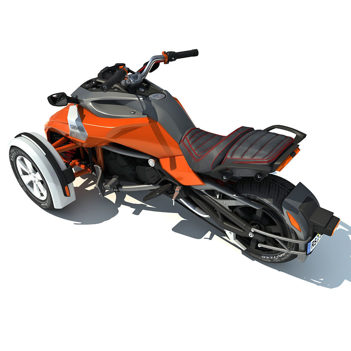 Orange Chopper Can-Am Spyder 3D model_11