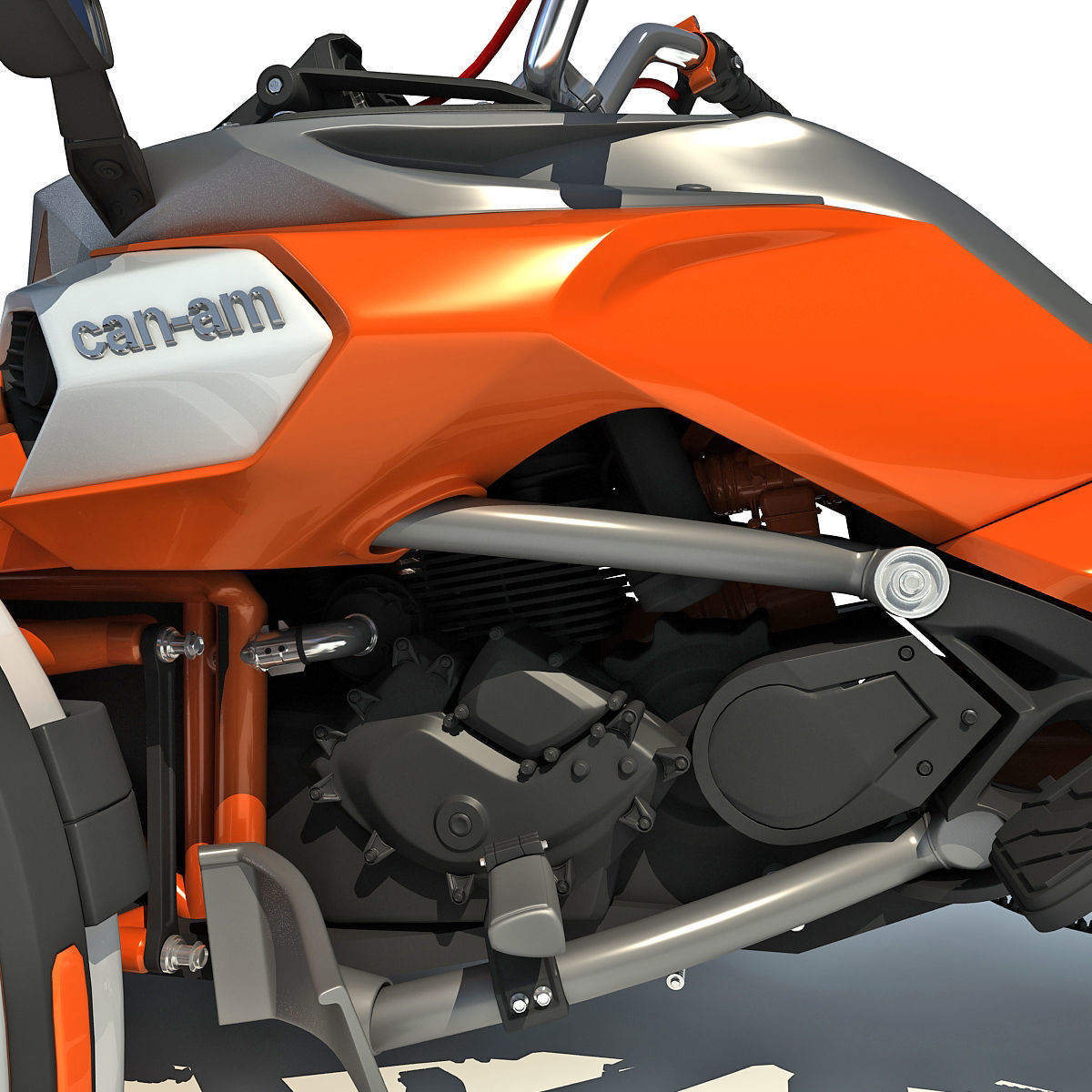 Orange Chopper Can-Am Spyder 3D model_14