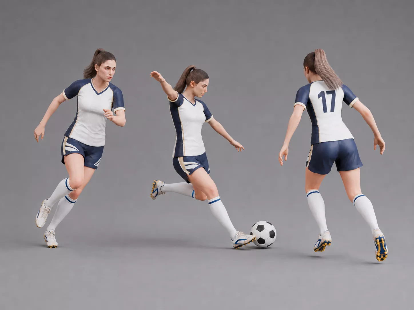 Female Soccer Player - Rigged Low-poly 3D model