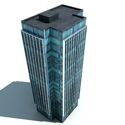 Modern Glass Building 3D model_2