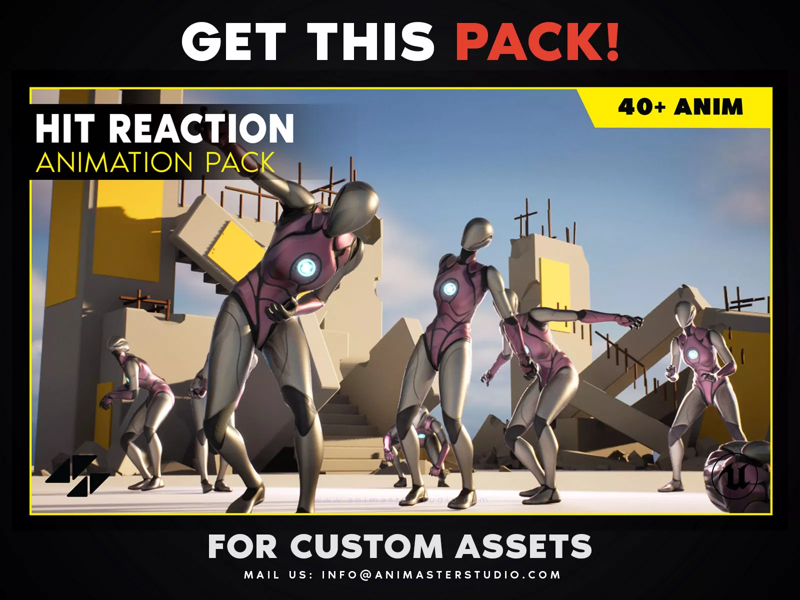 Ultimate Zombie Hit Reaction Animation Pack Low-poly 3D model