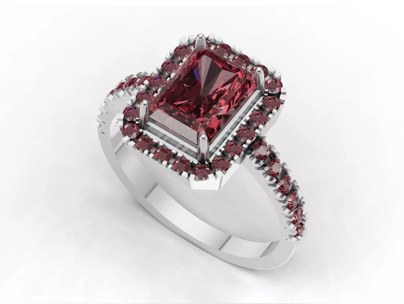 Emerald Cut Engagement Ring all sizes Free 3D print model