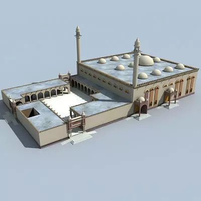 Arabic Mosque Building 3D model_0