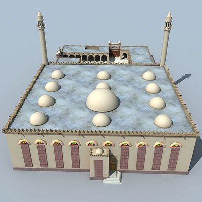 Arabic Mosque Building 3D model_5