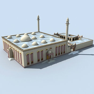 Arabic Mosque Building 3D model_3