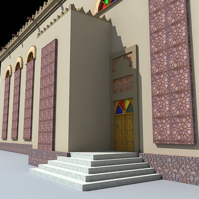 Arabic Mosque Building 3D model_12