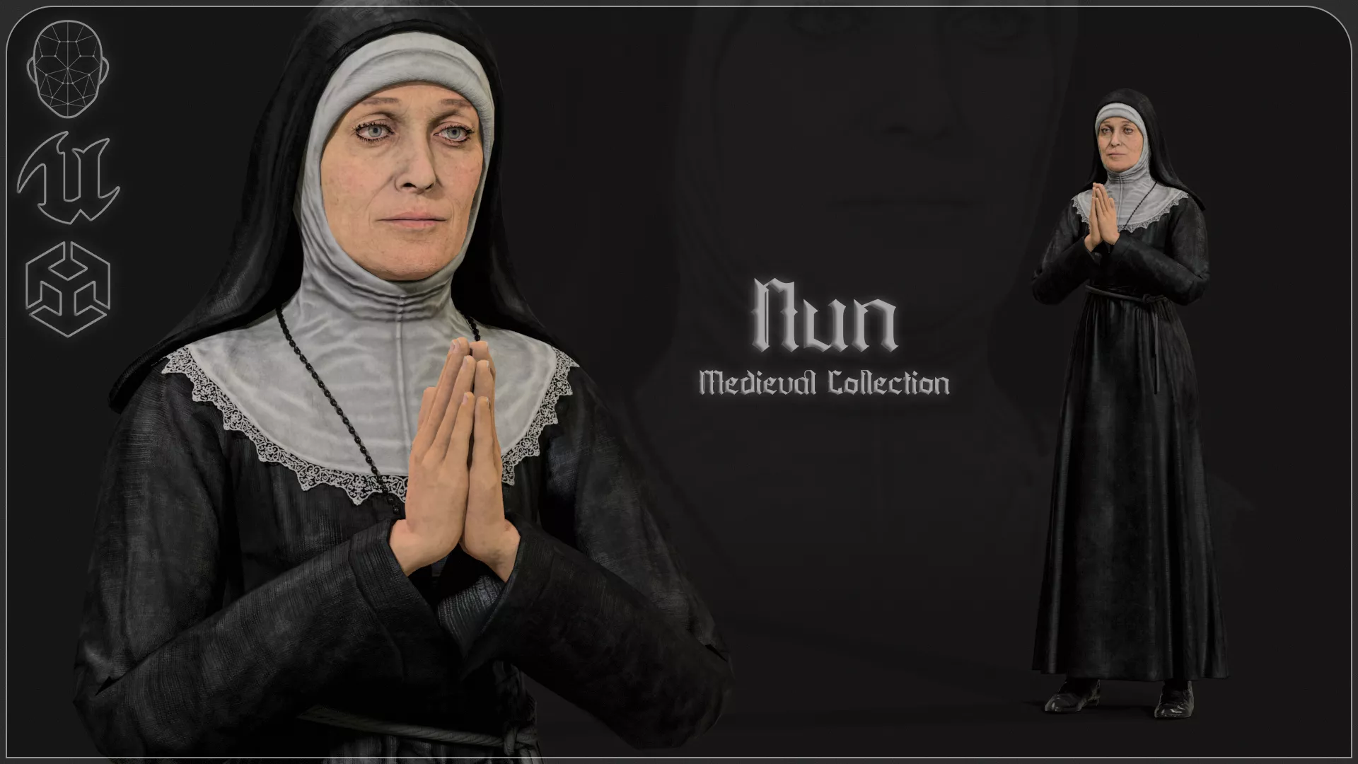 Nun - Medieval Collection Low-poly 3D model