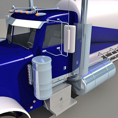 Blue Freightliner Truck 3D model_13
