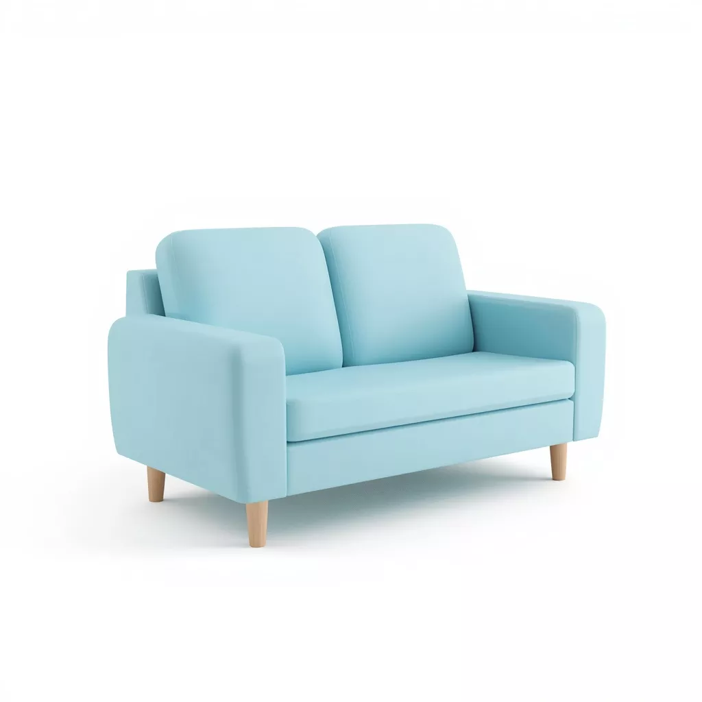 Stylized Pastel Blue 2-Seater Sofa 3D Asset Free low-poly 3D model