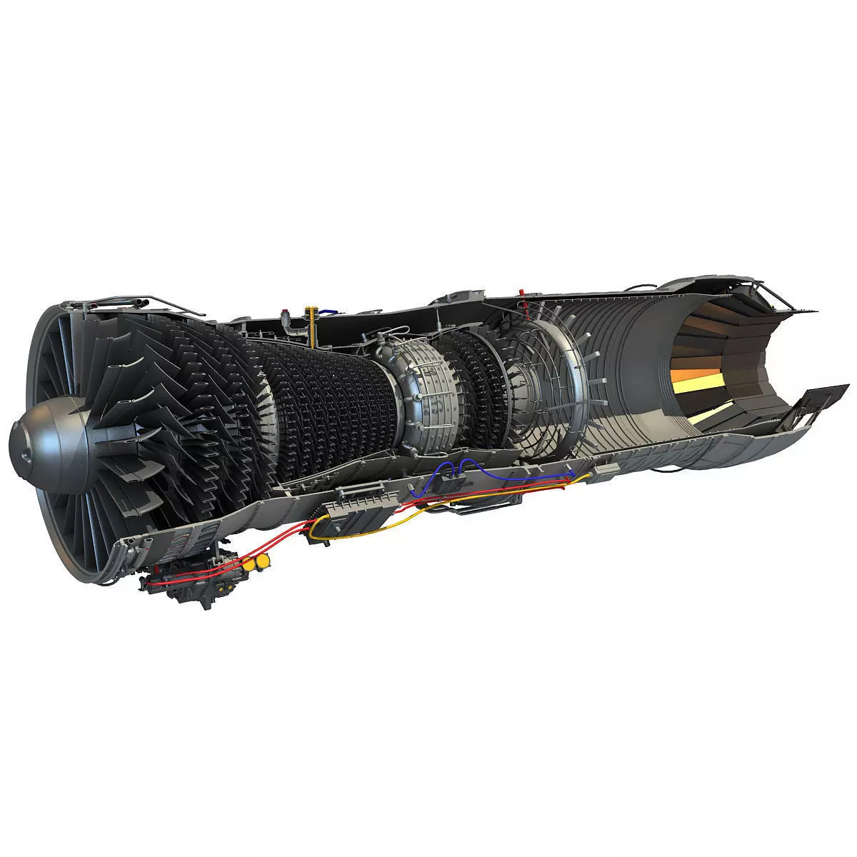 Turbofan Aircraft Engine Cutaway 3D model_0