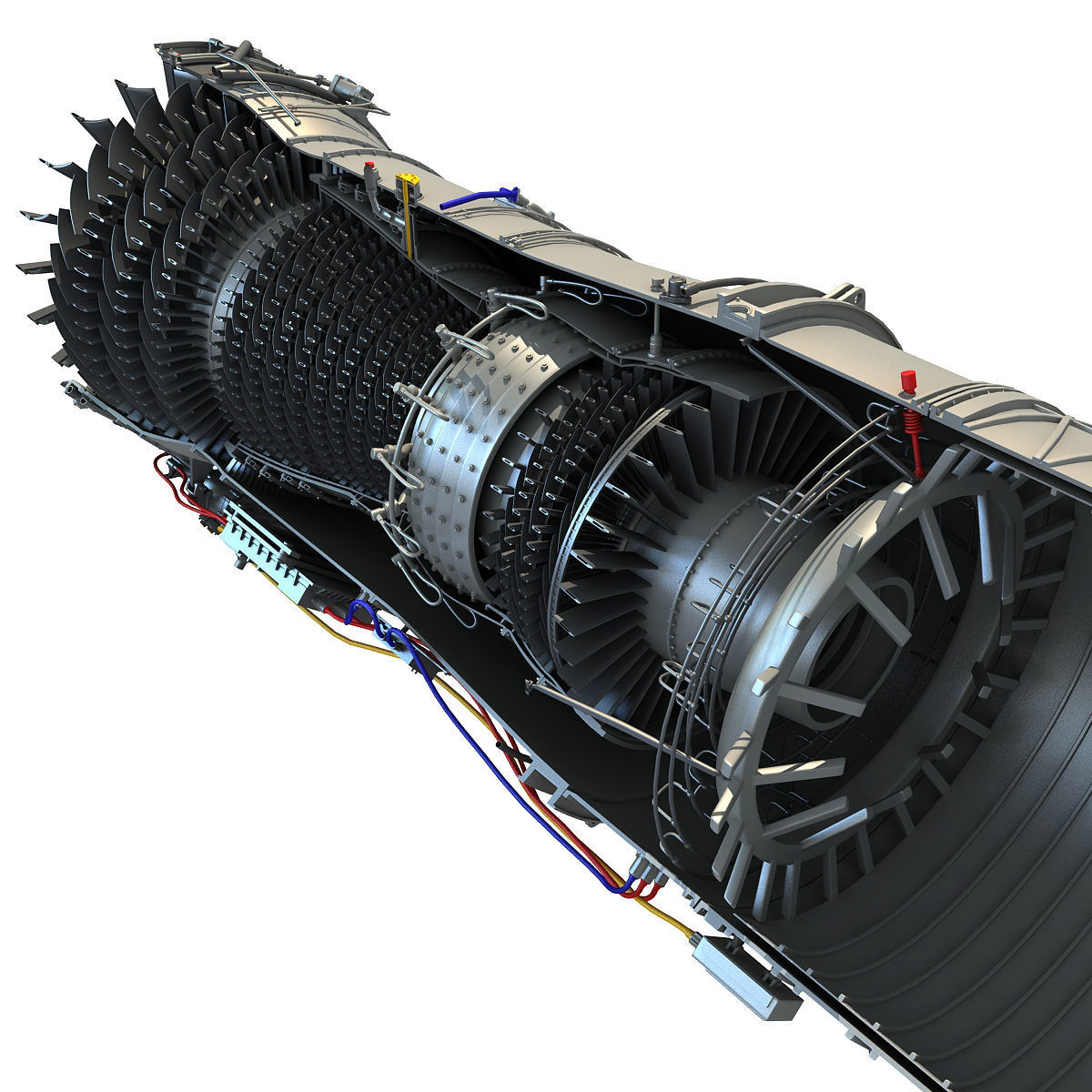Turbofan Aircraft Engine Cutaway 3D model_9