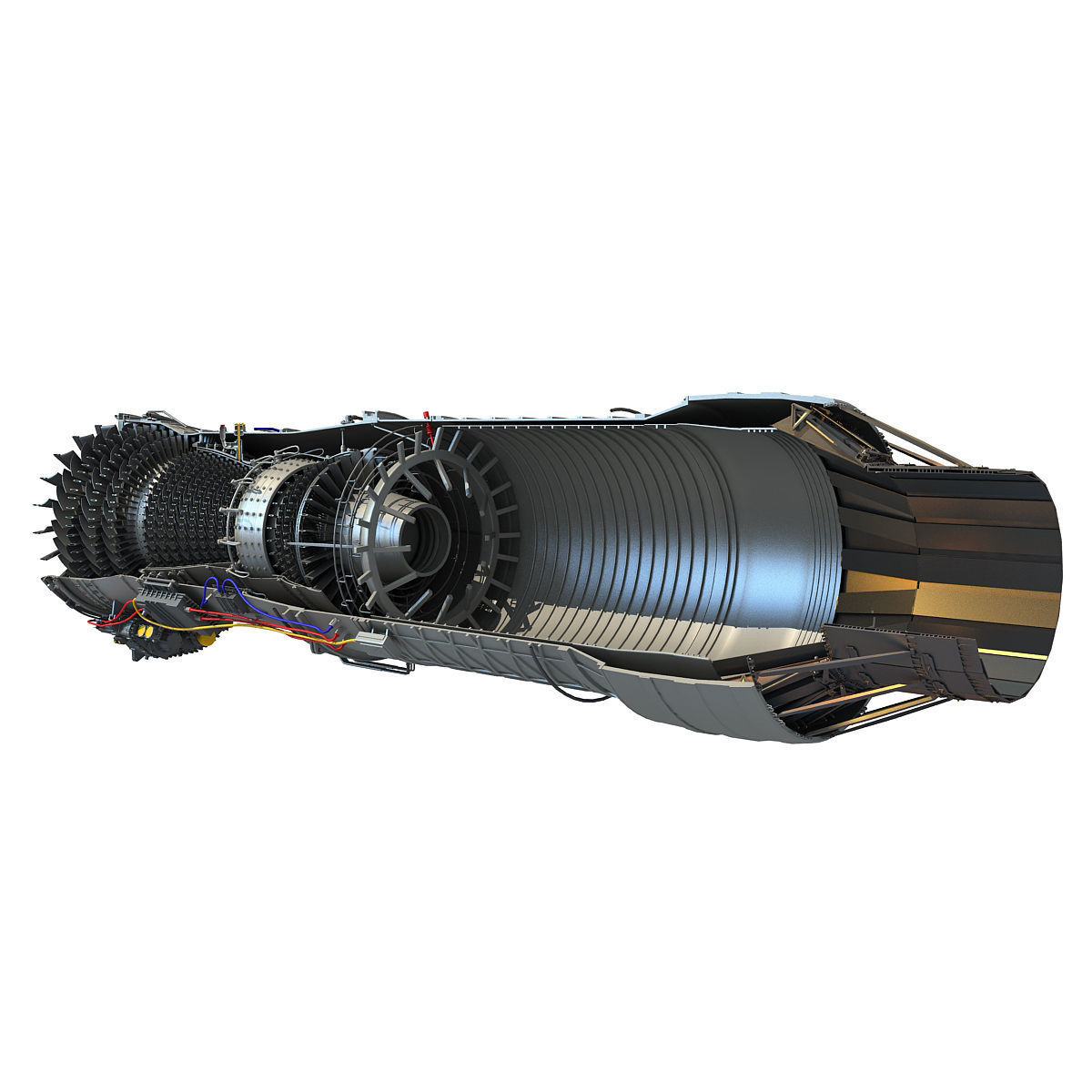 Turbofan Aircraft Engine Cutaway 3D model_2