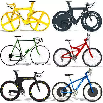 6 Textured Bicycles 3D model_0